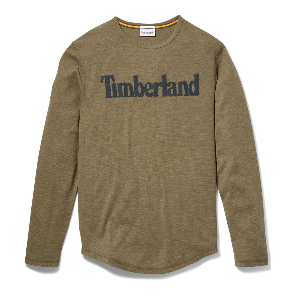 Timberland Πουκαμισα Ανδρικα Ελιά - Dyer River Slim-Fit Long-Sleeve Waffle-Knit - Greece 7854210-NT